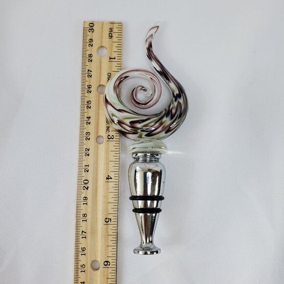 Murano Art Deco Swirl Glass Wine Stopper Murano Art Wine Stopper - Picture 2 of 8